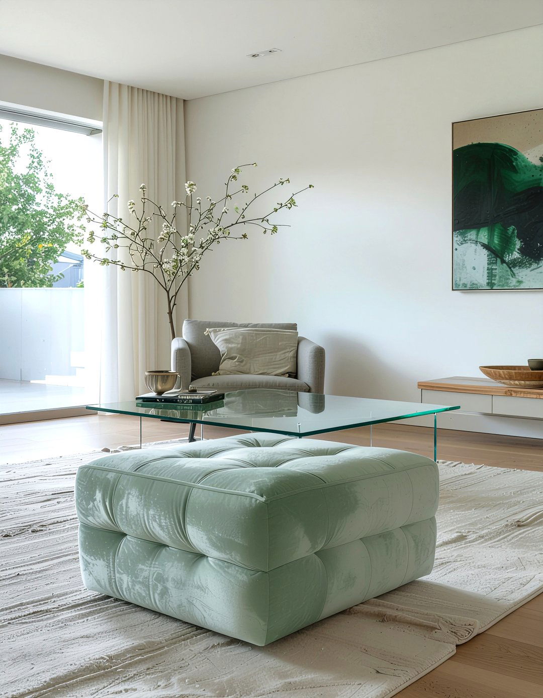 Modern velvet ottoman - 30 living room velvet ottoman ideas
