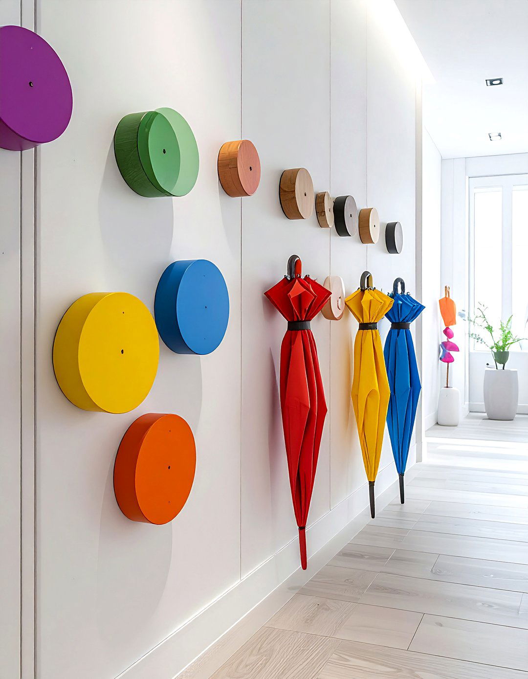 Modern wall hooks - 30 hallway wall decor ideas