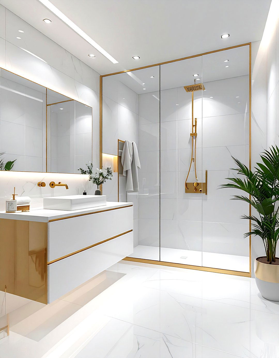 Modern white and gold bathroom - 30 gold and white bathroom ideas