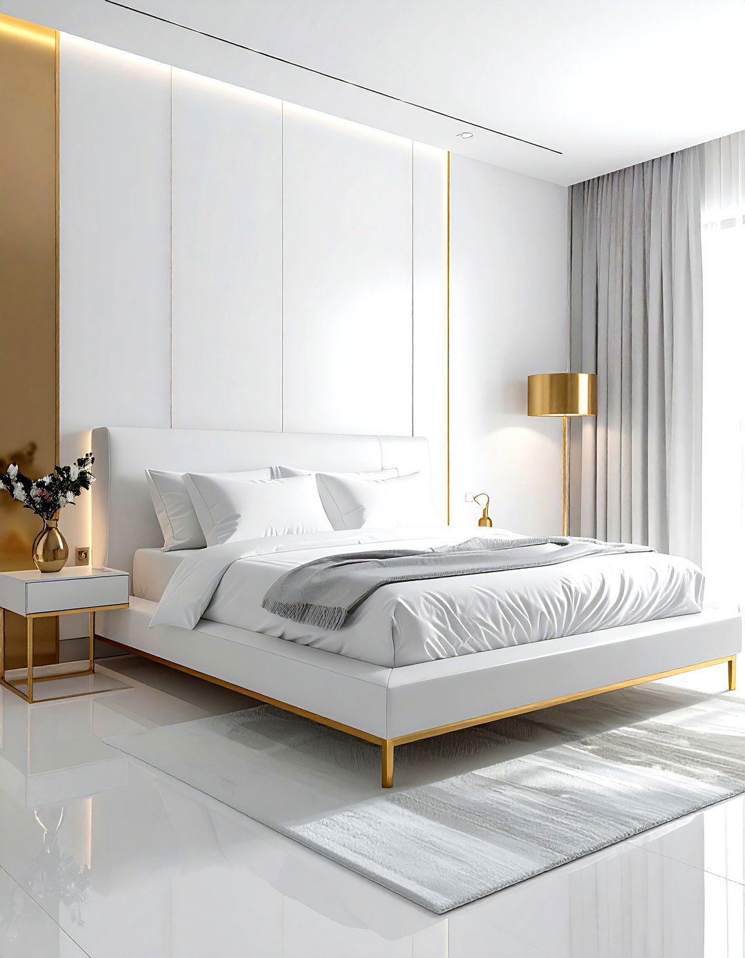 Modern white and gold bedroom - 30 gold and white bedroom ideas