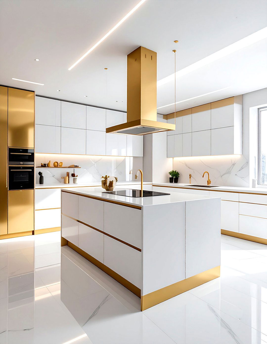 Modern white kitchen gold accents - 30 gold and white kitchen ideas