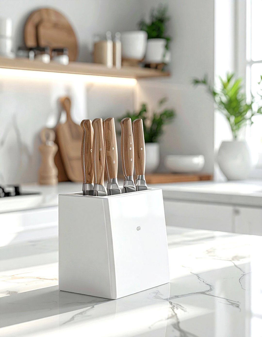 Modern white knife block - 30 knife block kitchen ideas