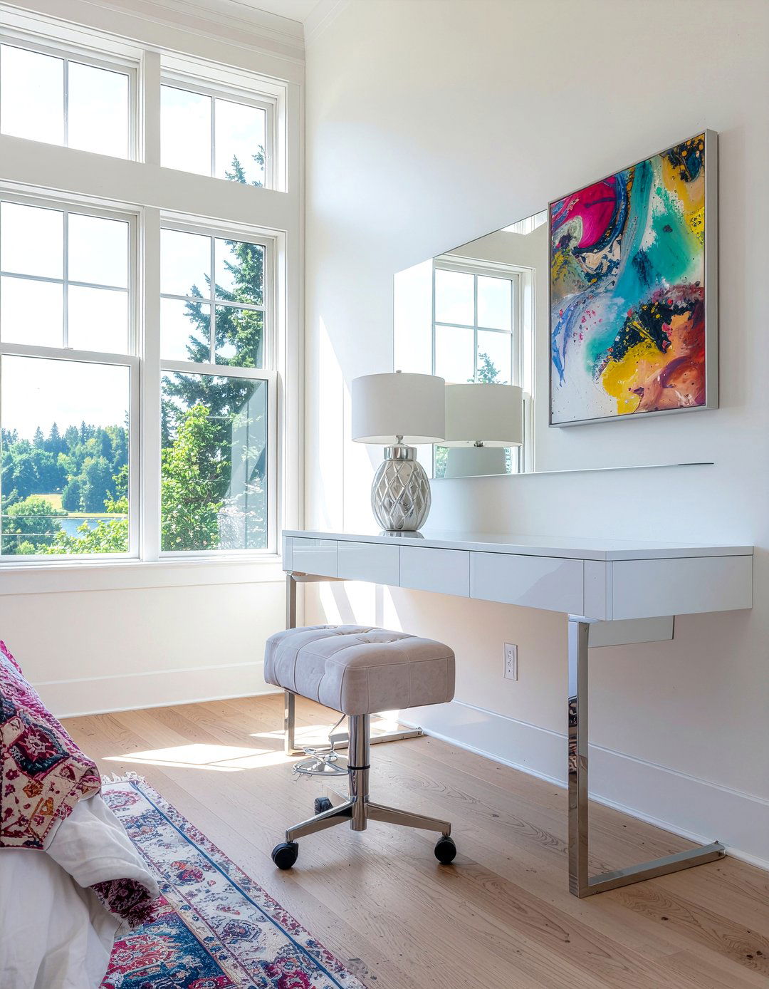 Modern white vanity - 30 bedroom makeup vanities