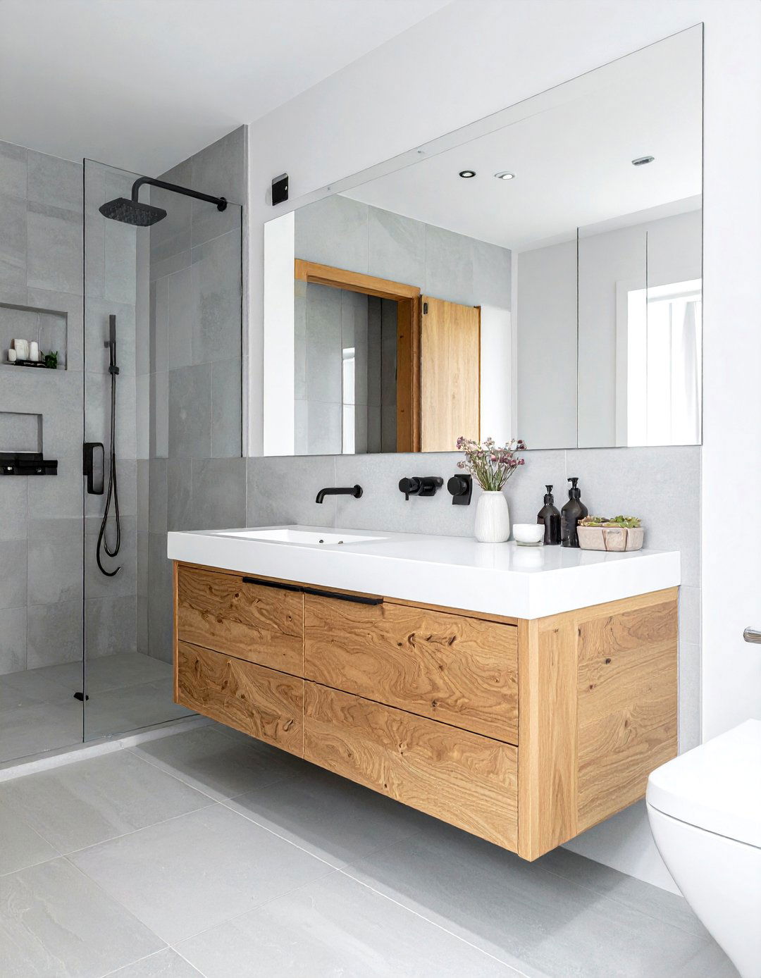 Modern wood bathroom vanity - 30 butcher block bathroom countertop ideas