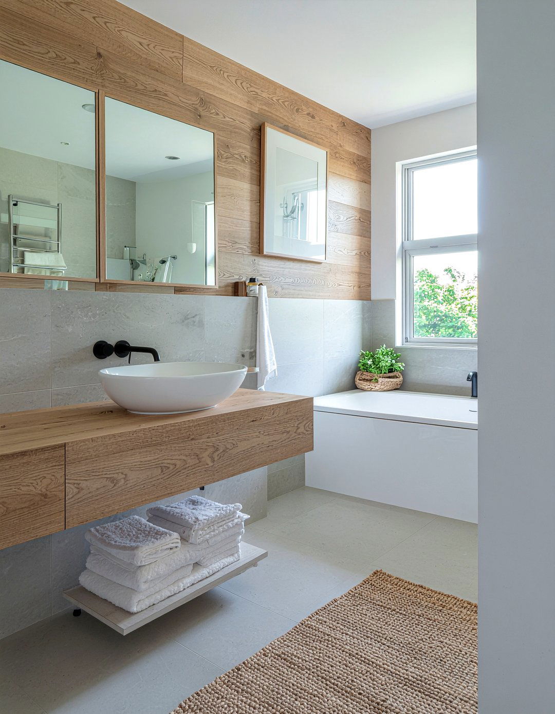 Modern wood picture rail - 30 bathroom picture rail ideas