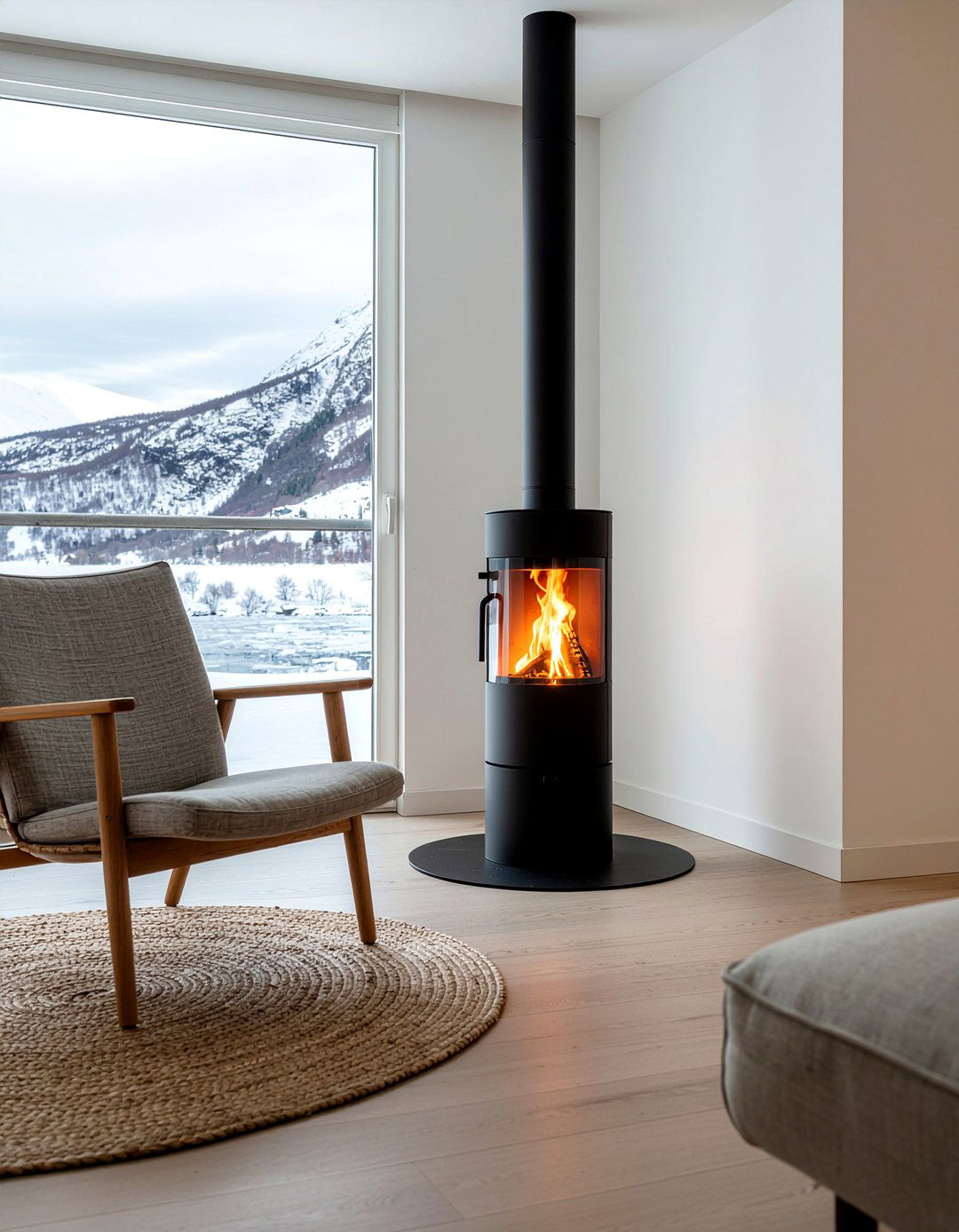 Modern wood stove - 30 Norwegian living room ideas