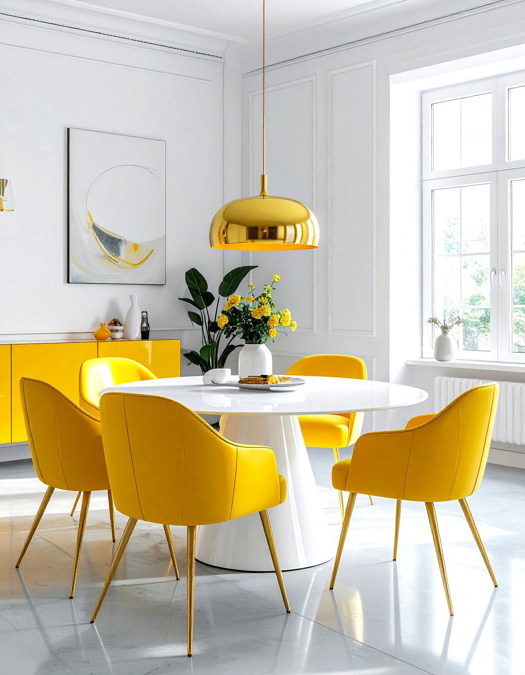 Modern yellow and white dining room - 30 yellow and white dining room ideas