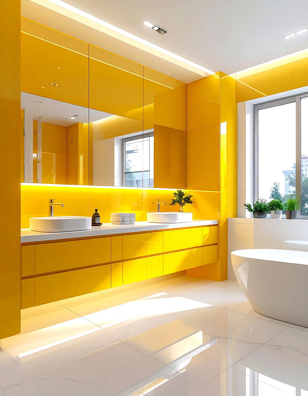 Modern yellow bathroom - 30 yellow and white bathroom ideas