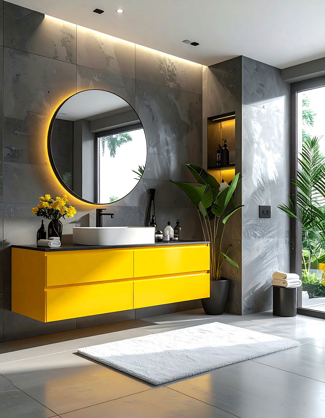 Modern yellow vanity bathroom - 30 bright yellow bathroom ideas