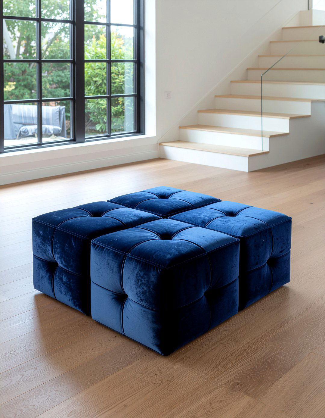 Modular velvet ottoman - 30 living room velvet ottoman ideas