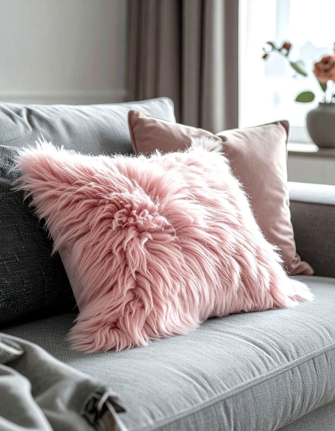 Mohair Throw Pillow - 30 soft texture living room ideas