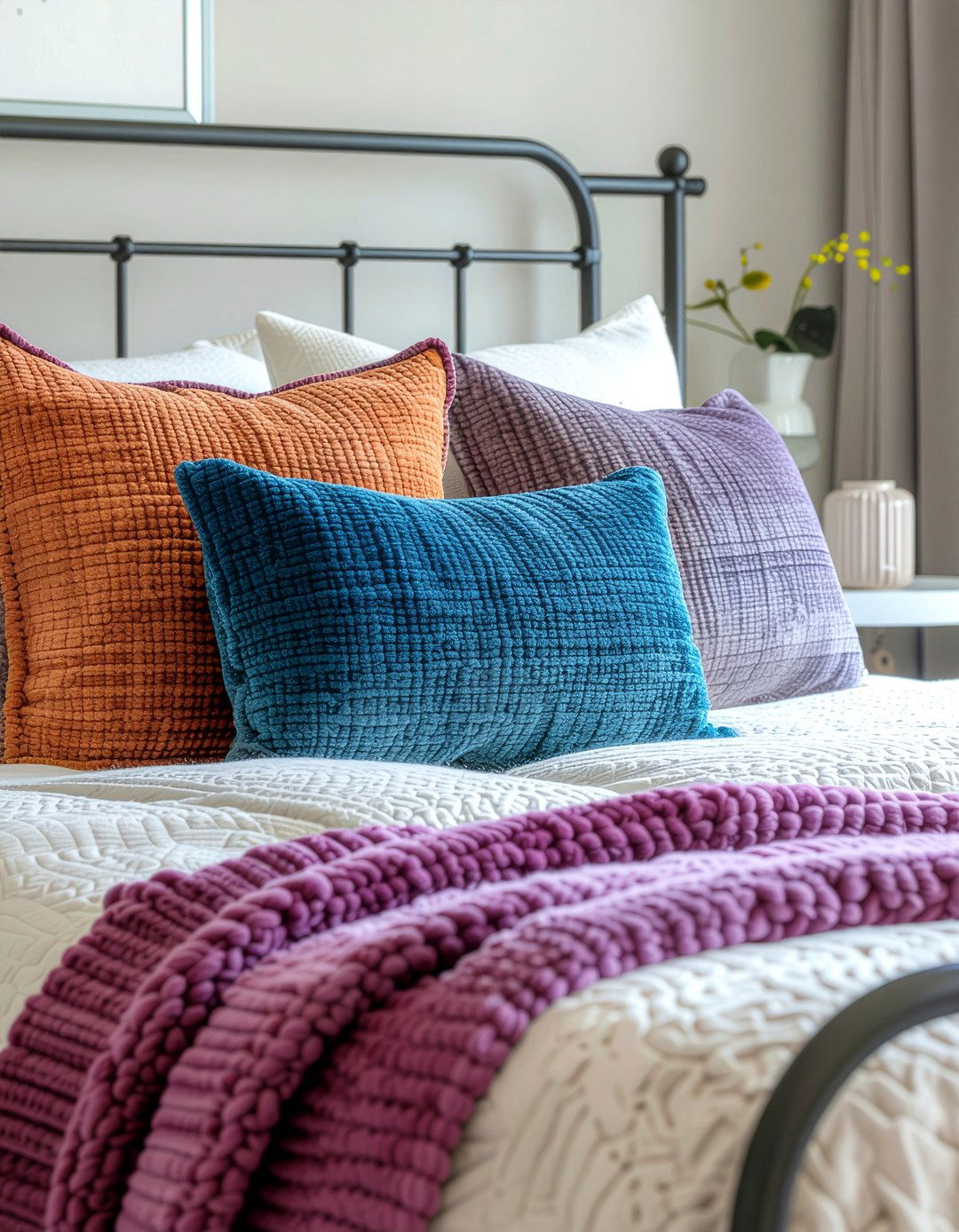 Mohair Throw Pillows - 30 textured bedroom ideas