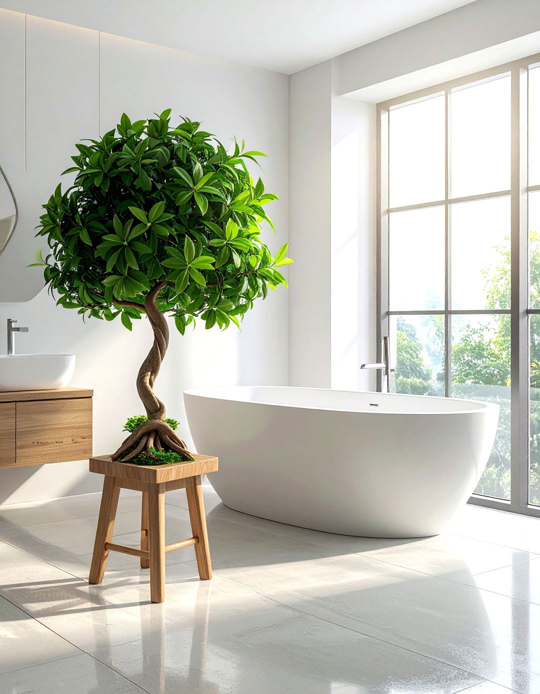 Money tree bathroom - 30 bathroom plant accent ideas