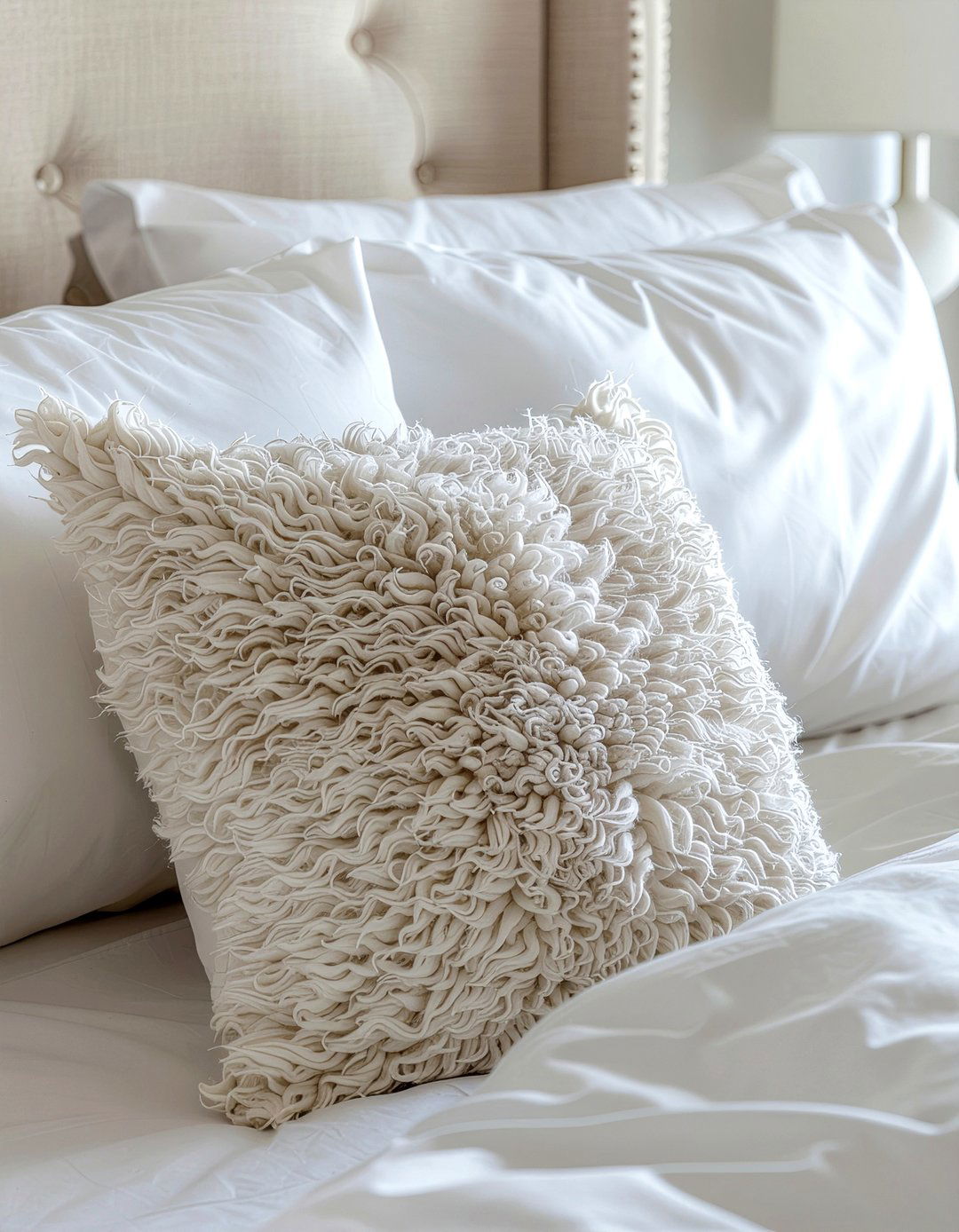 Mongolian Sheepskin Pillow - 30 sheepskin bedroom ideas