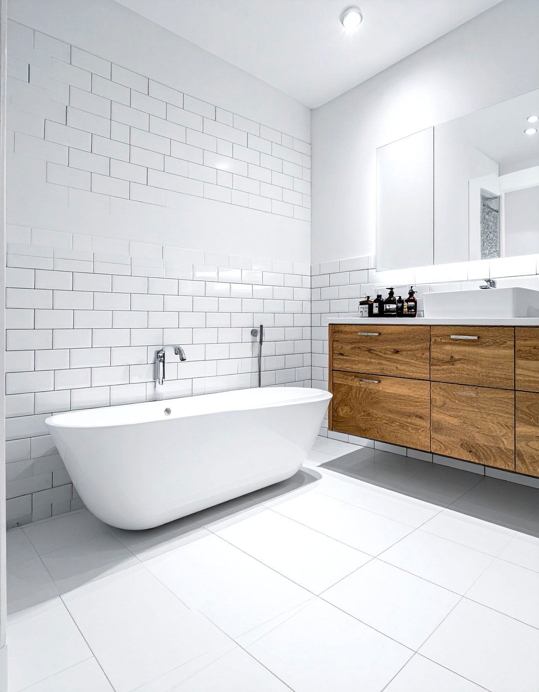 Monochromatic Bathroom Tile - 30 studio apartment bathroom ideas