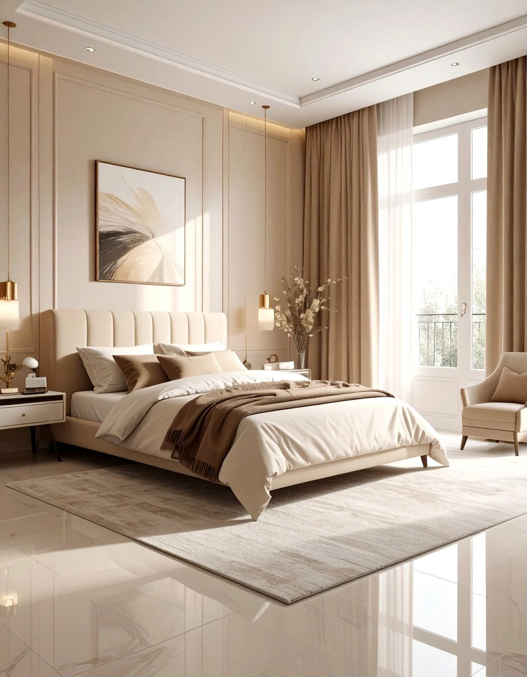 Monochromatic Beige Bedroom - 30 beige bedroom ideas
