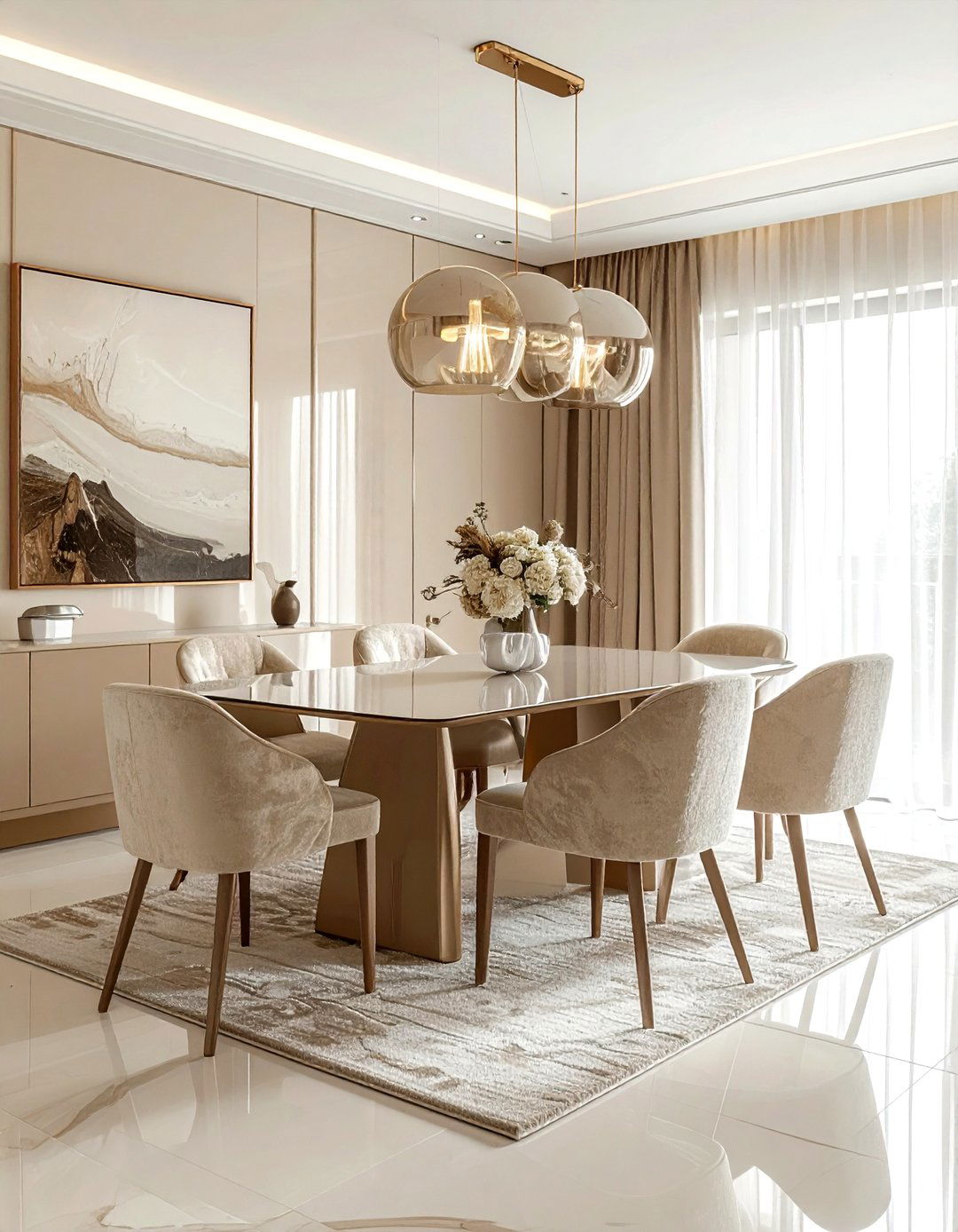 Monochromatic Beige Dining Room - 30 beige dining room design ideas