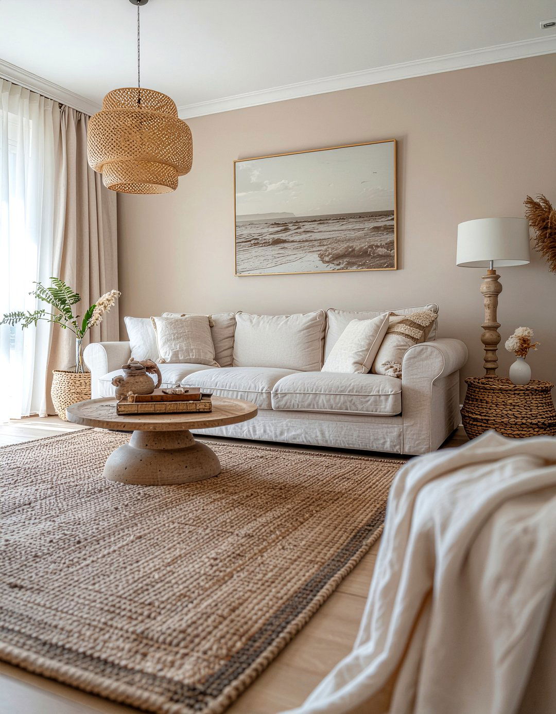 Monochromatic Beige Living Room - 30 peaceful living room ideas