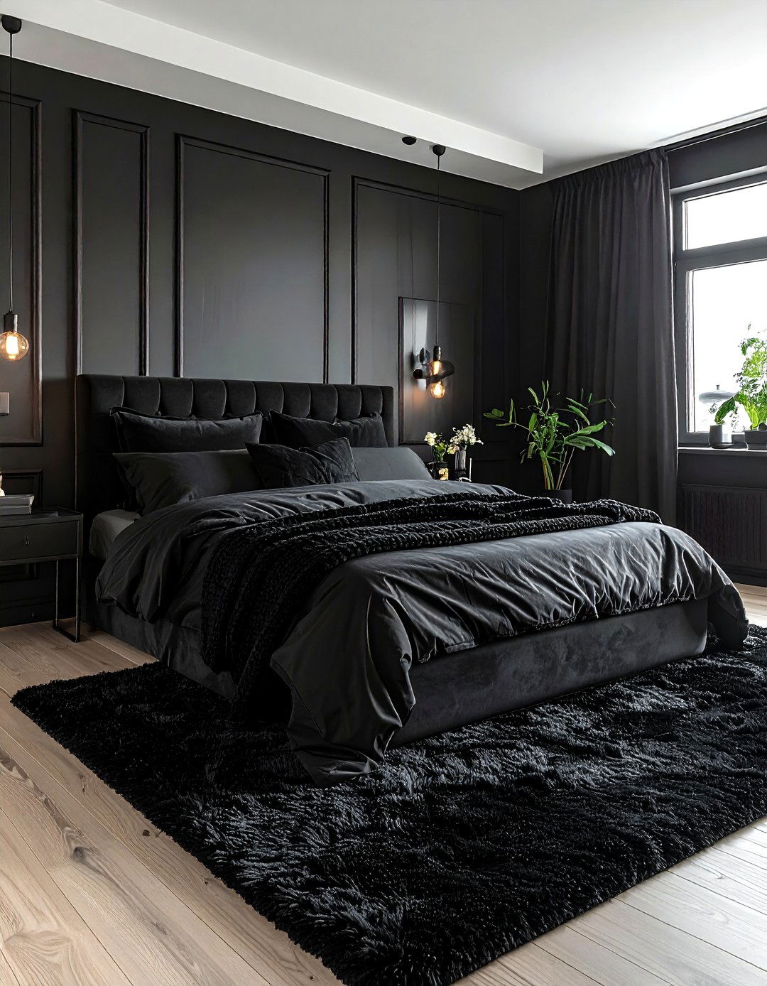 Monochromatic Black Bedding - 30 contemporary black bedroom ideas