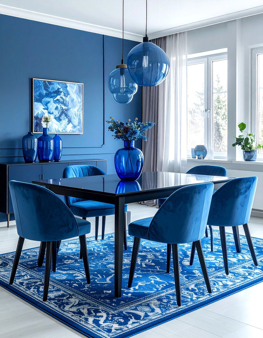 Monochromatic Blue Dining Room - 30 cool blue dining room ideas