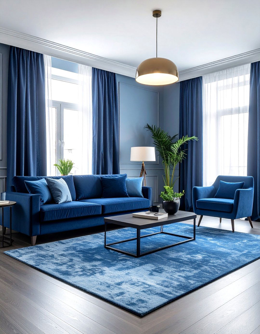 Monochromatic Blue Living Room - 30 blue living room design ideas