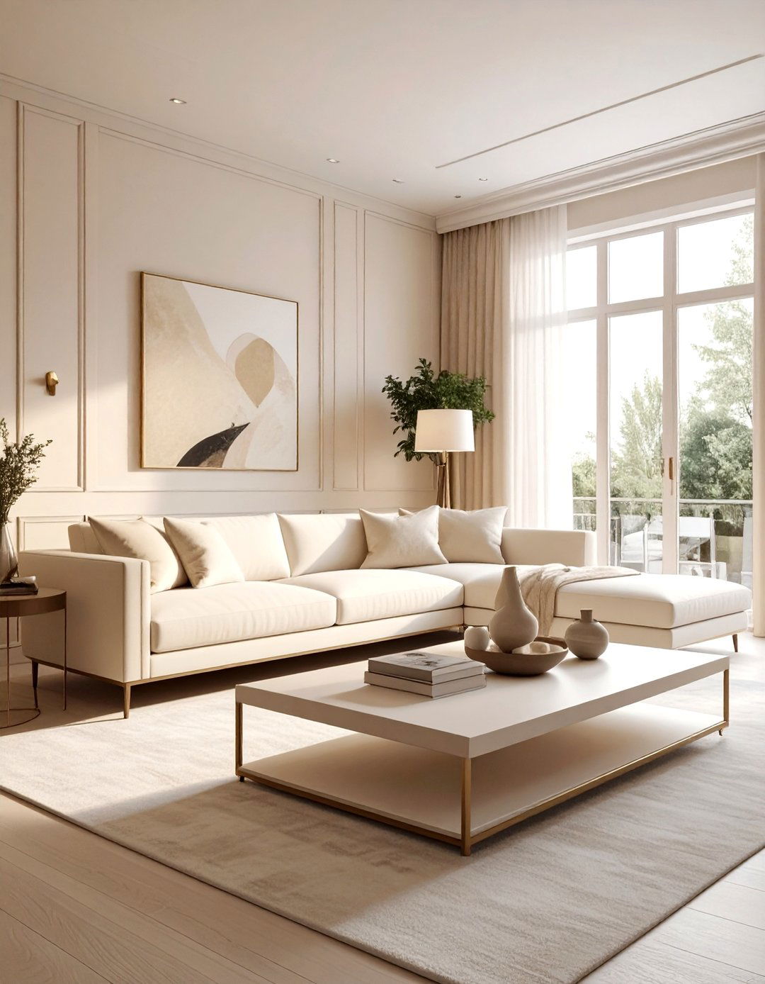 Monochromatic Cream Living Room - 30 contemporary cream living room ideas