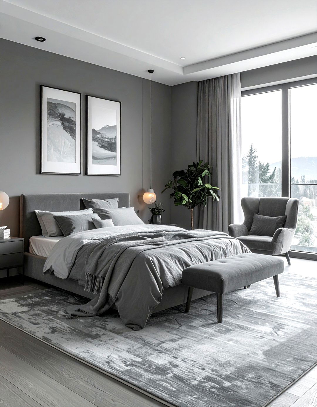 Monochromatic Gray Bedroom - 30 minimalist gray bedroom ideas