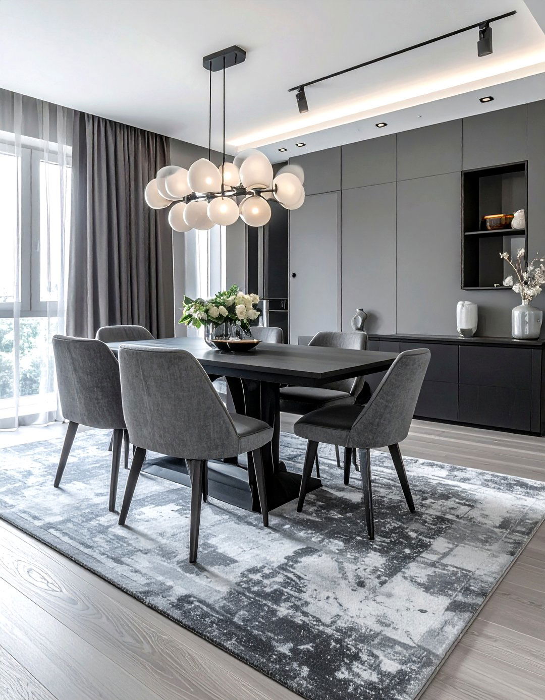 Monochromatic Gray Dining Room - 30 gray dining room decor ideas