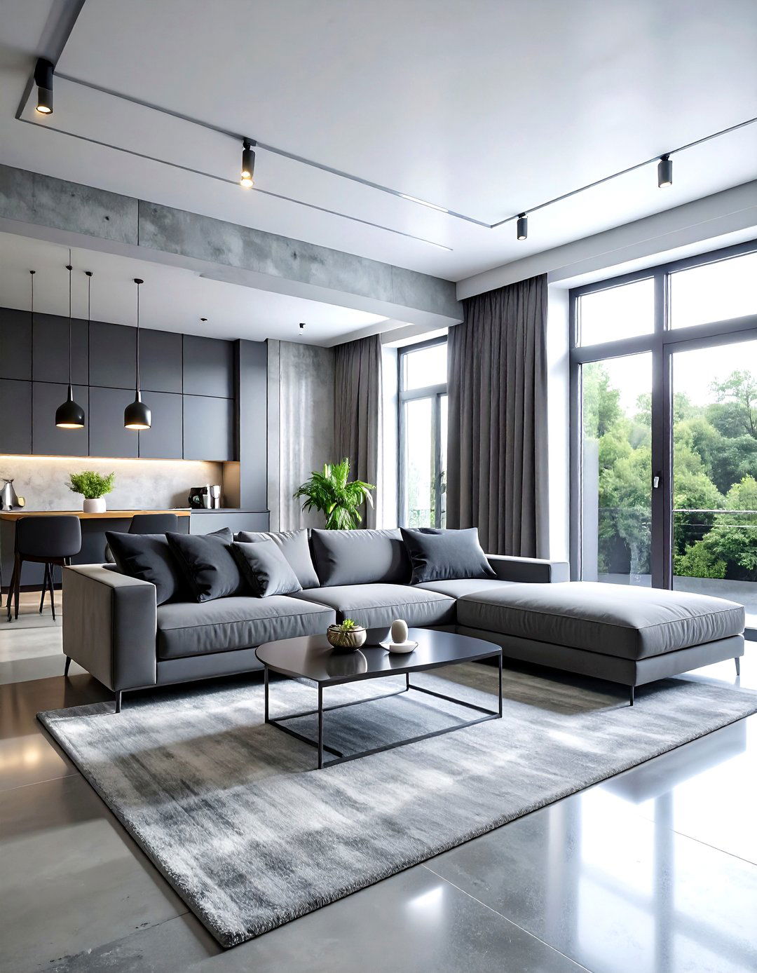 Monochromatic Gray Interior - 30 loft living room ideas