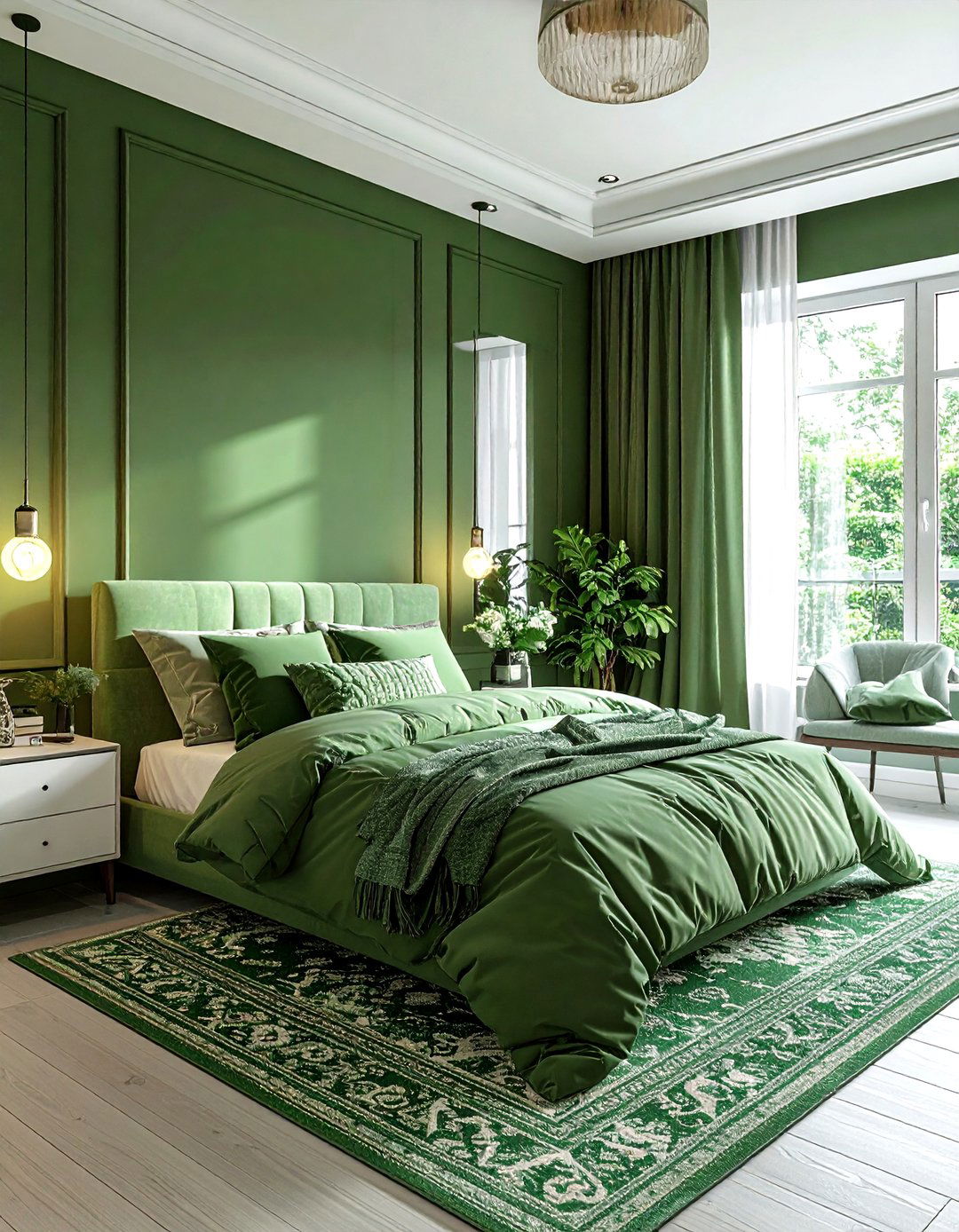 Monochromatic Green Bedroom - 30 contemporary green bedroom ideas