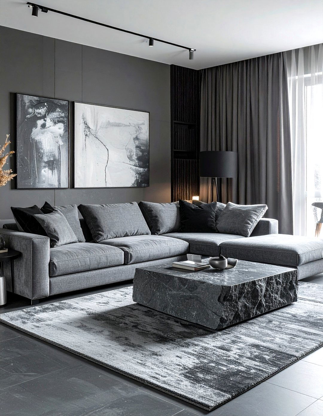 Monochromatic Grey Living Room - 30 luxury living room ideas