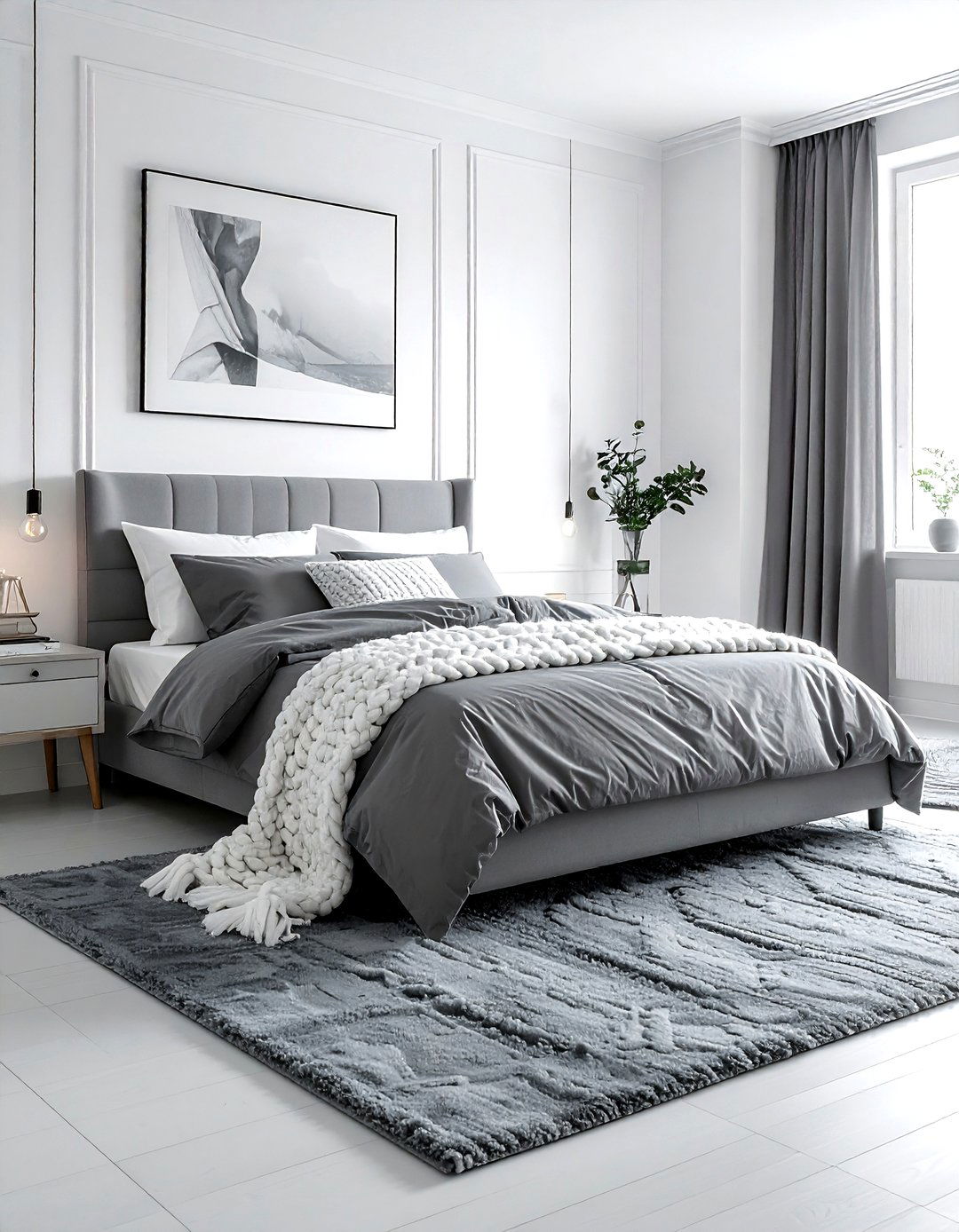 Monochromatic Grey White Bedroom - 30 grey and white bedroom ideas
