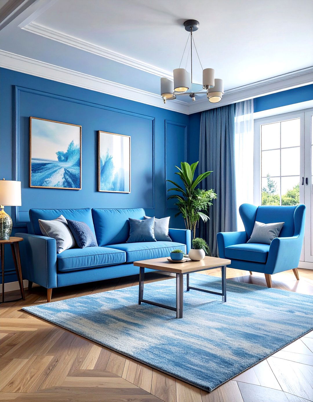 Monochromatic Sky Blue Living Room - 30 sky blue living room ideas