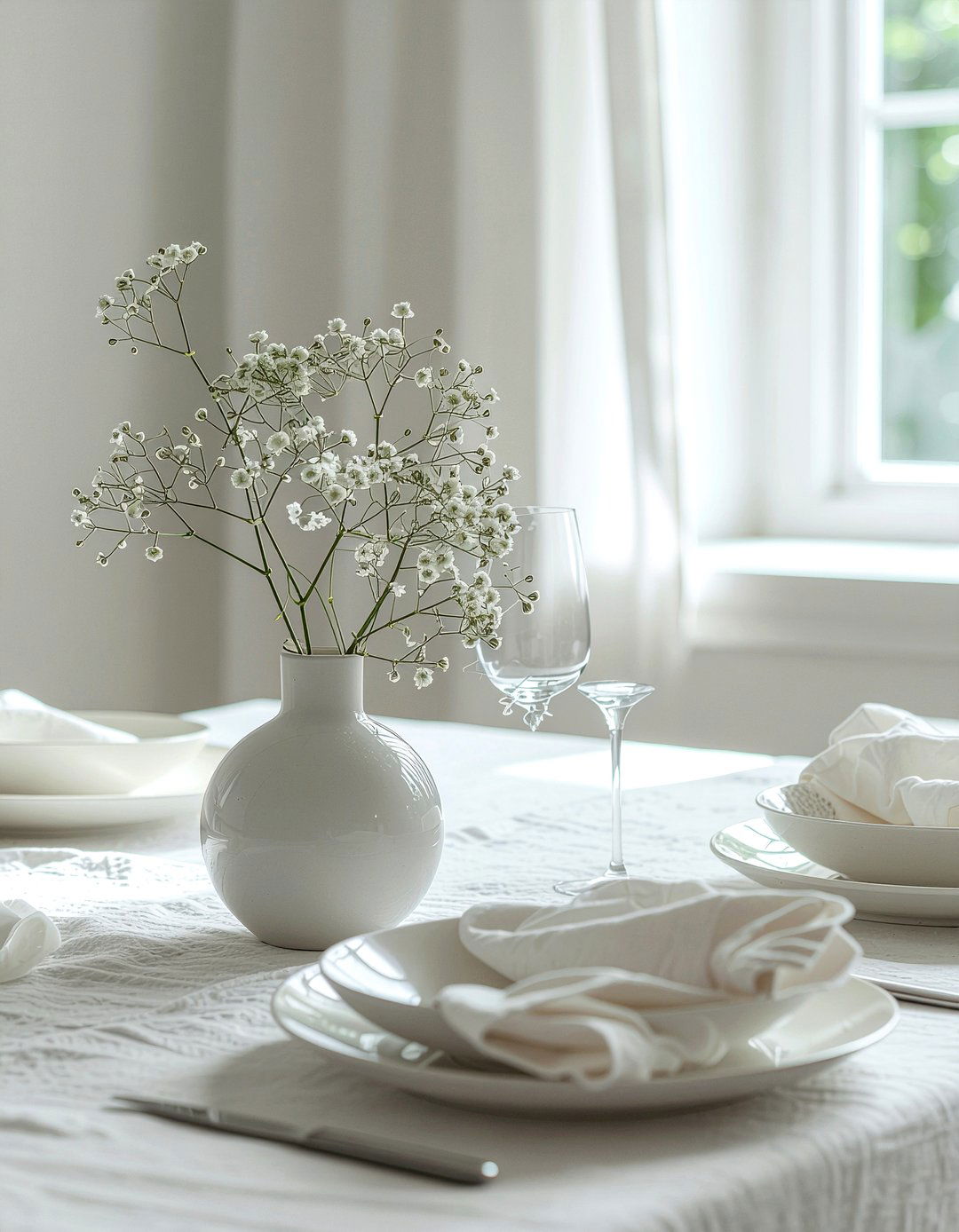 Monochromatic White Dining Decor - 30 festive dining room ideas