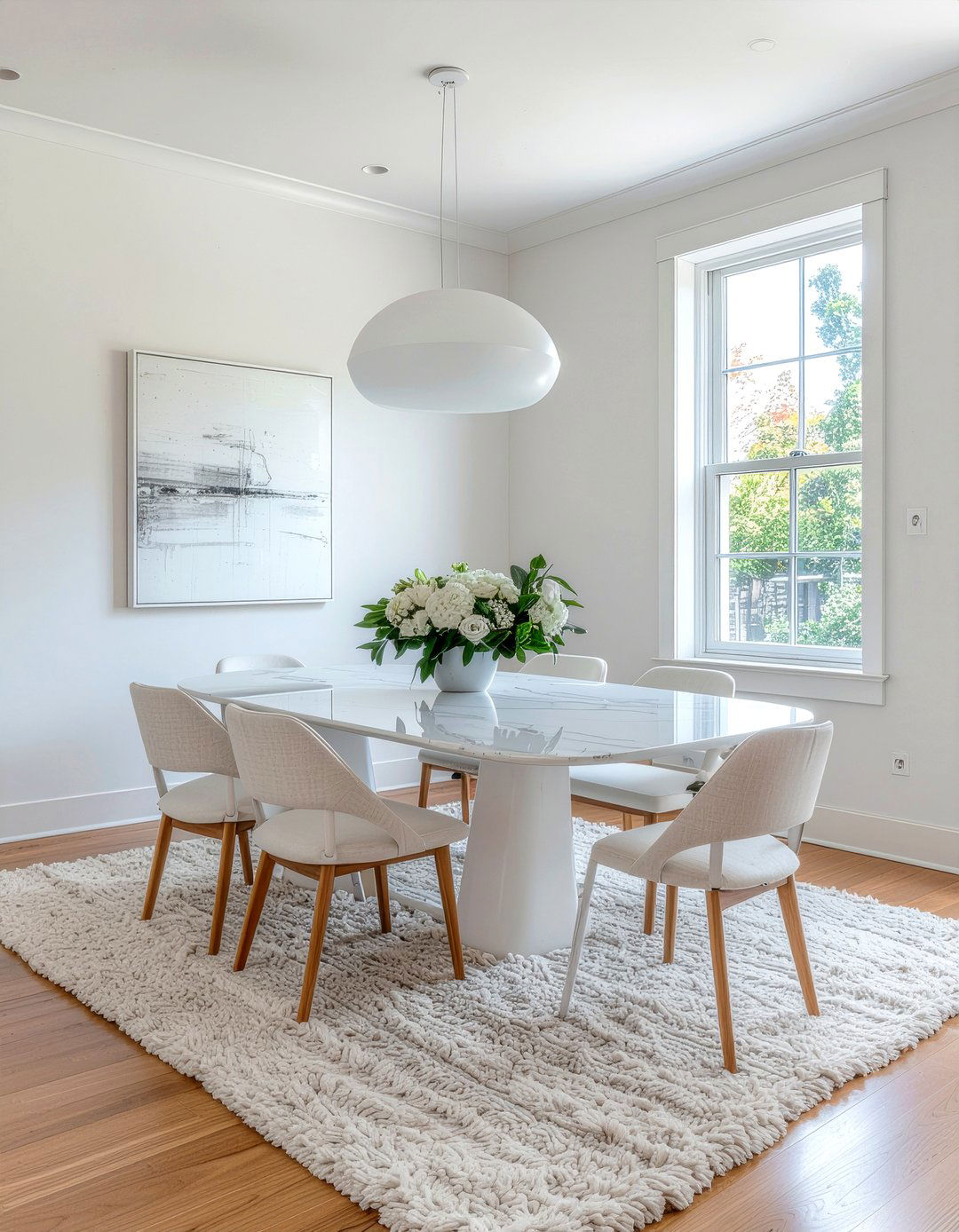 Monochromatic White Dining Room - 30 polished dining room ideas