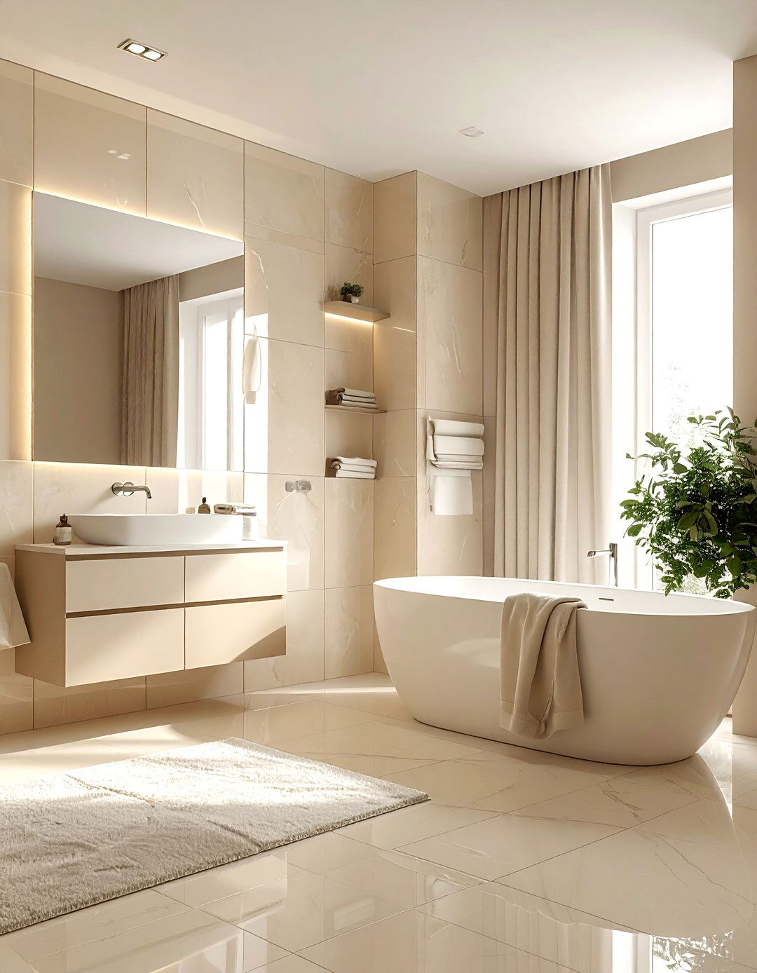Monochromatic bathroom color scheme - 30 Parisian bathroom ideas