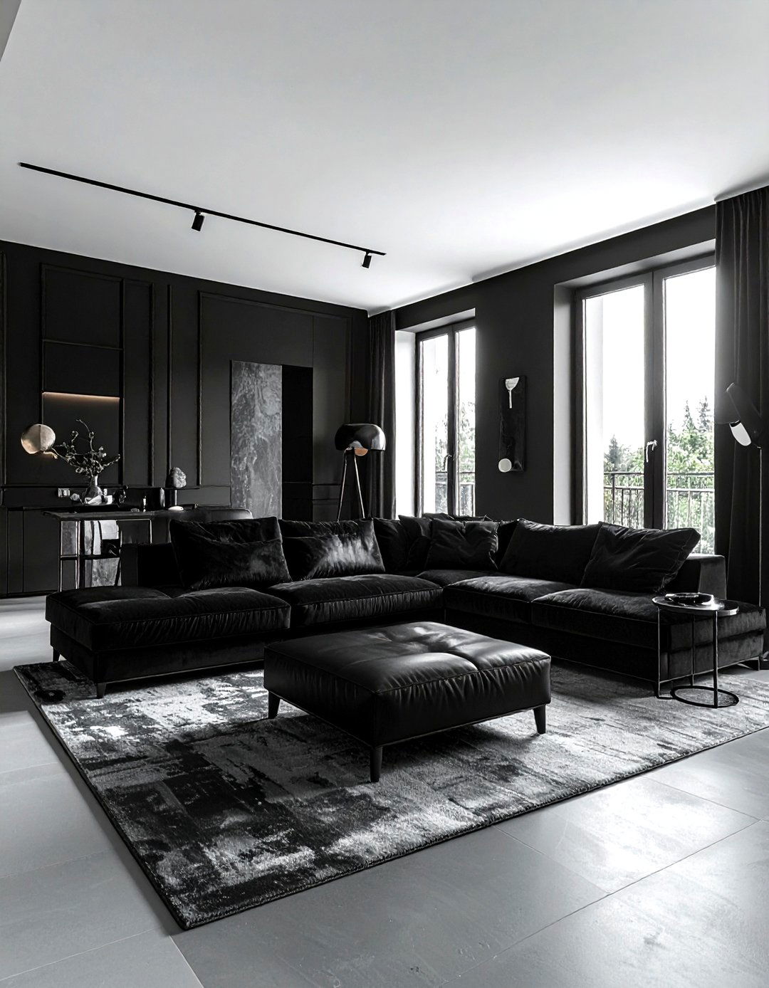 Monochromatic black living room - 30 modern black living room ideas