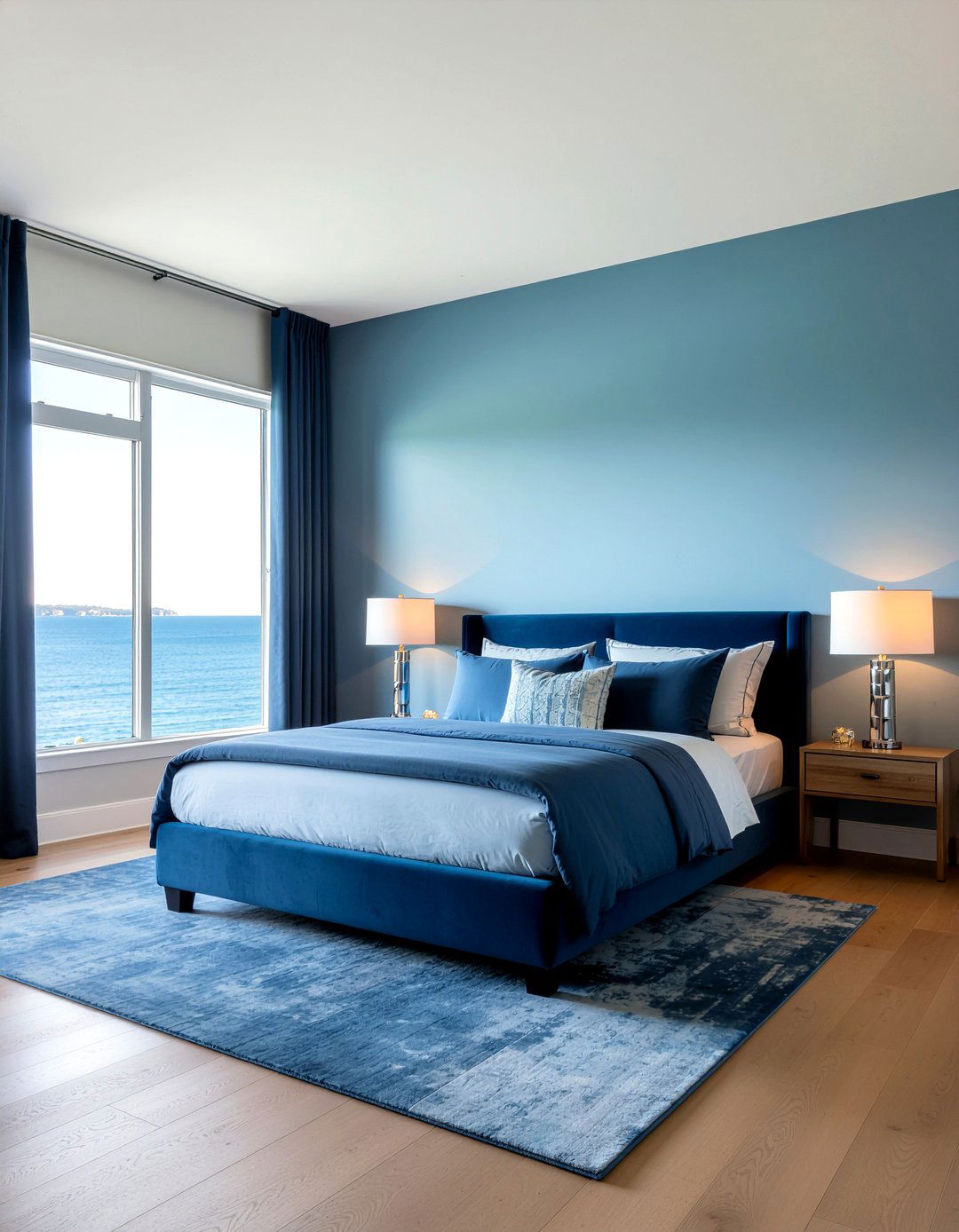 Monochromatic blue bedroom - 30 tiny bedroom ideas