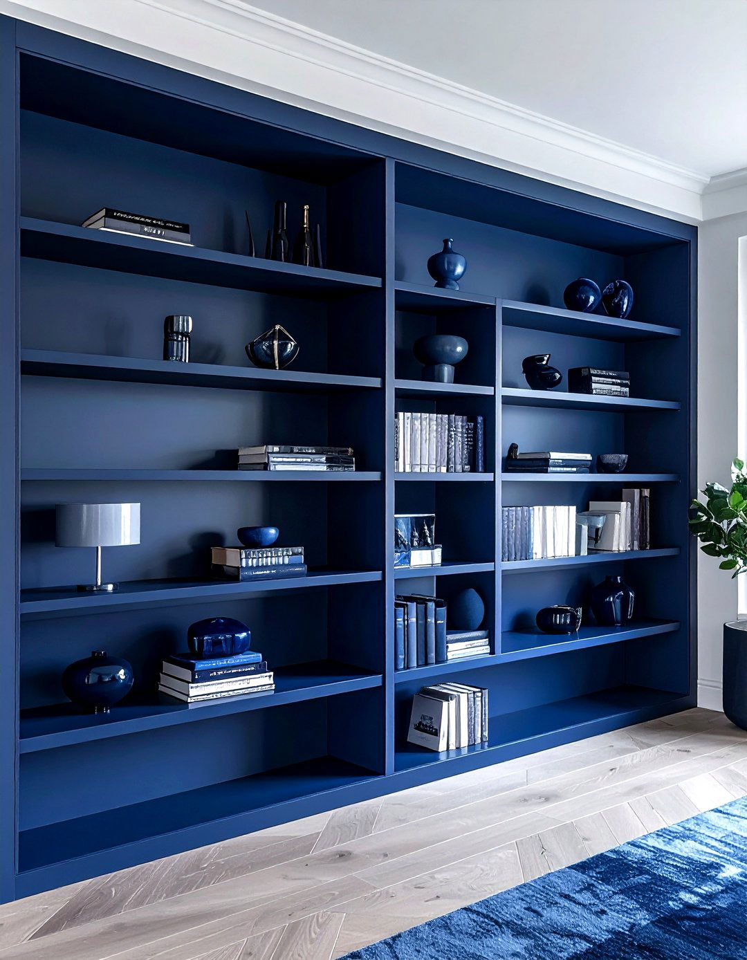 Monochromatic bookshelf - 30 bookshelf styling ideas