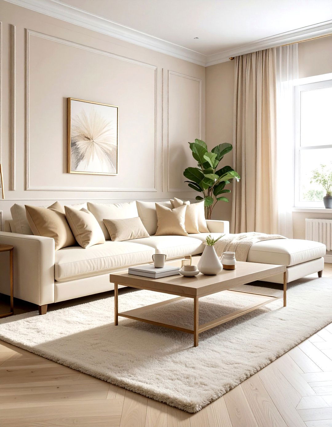 Monochromatic cream living room - 30 warm cream living room ideas