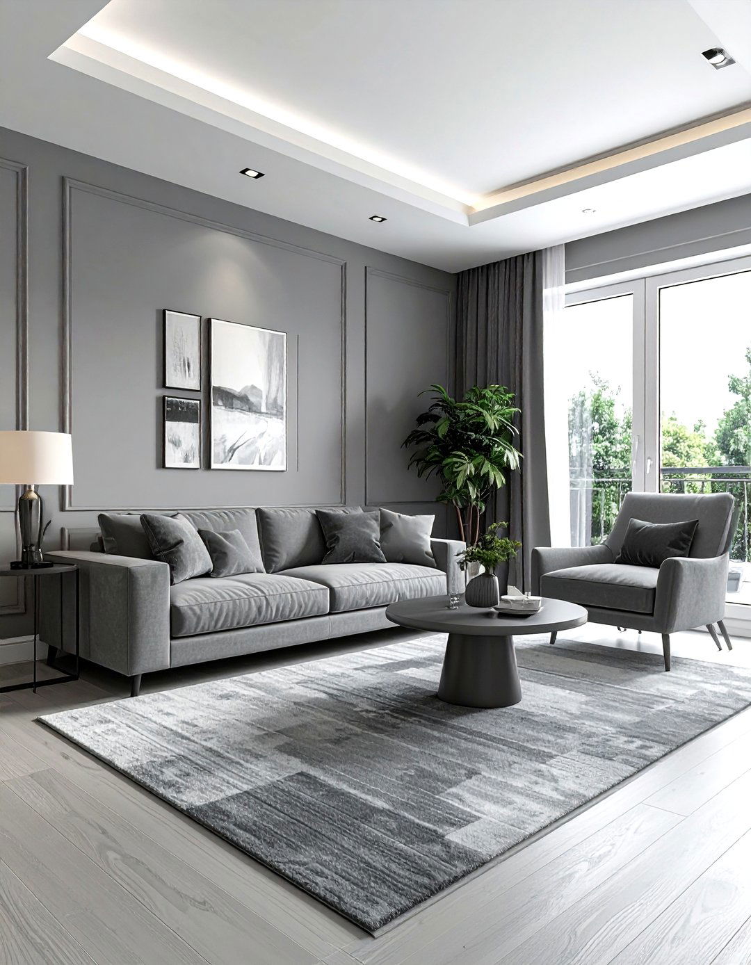 Monochromatic gray living room - 30 minimalist gray living room ideas