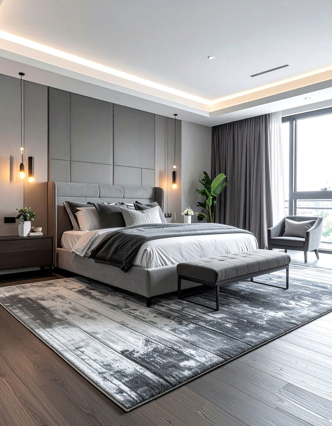 Monochromatic grey bedroom layers - 30 contemporary grey bedroom ideas