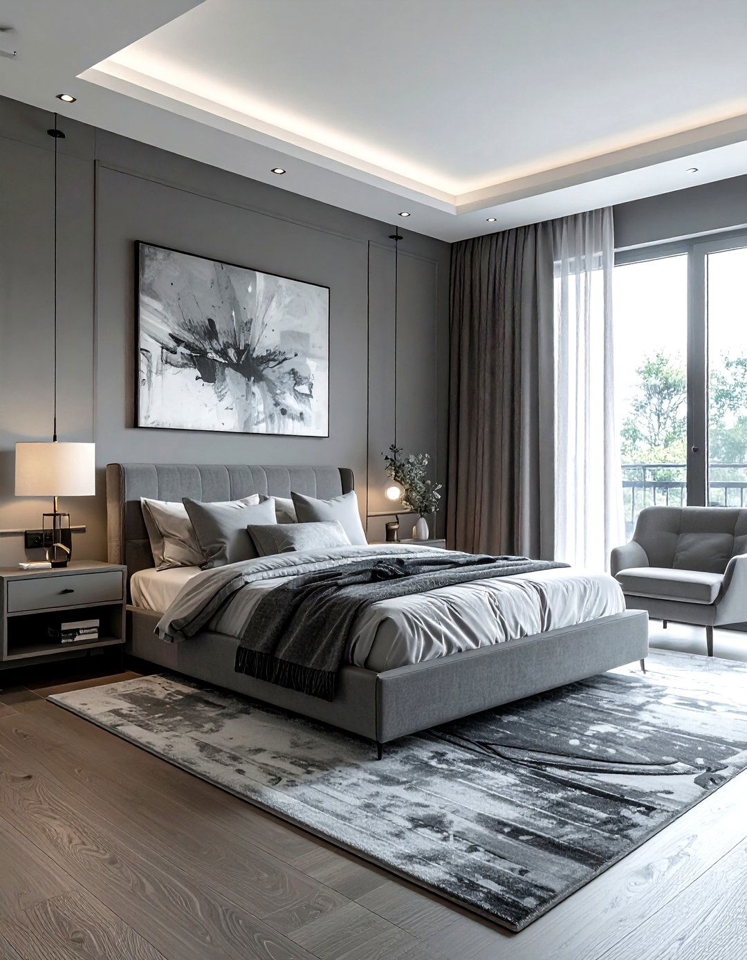 Monochromatic grey bedroom - 30 grey bedroom decor ideas