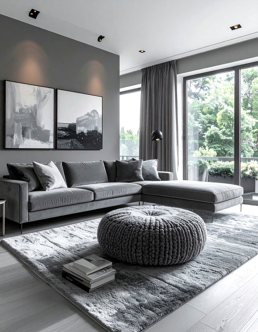 Monochromatic grey living room - 30 minimalist grey living room ideas