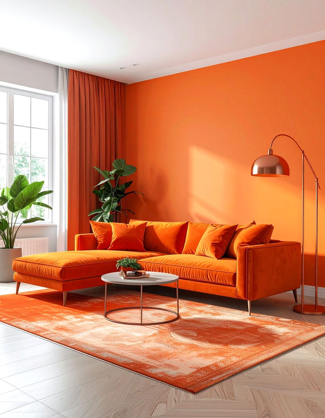 Monochromatic orange living room - 30 orange living room decor ideas