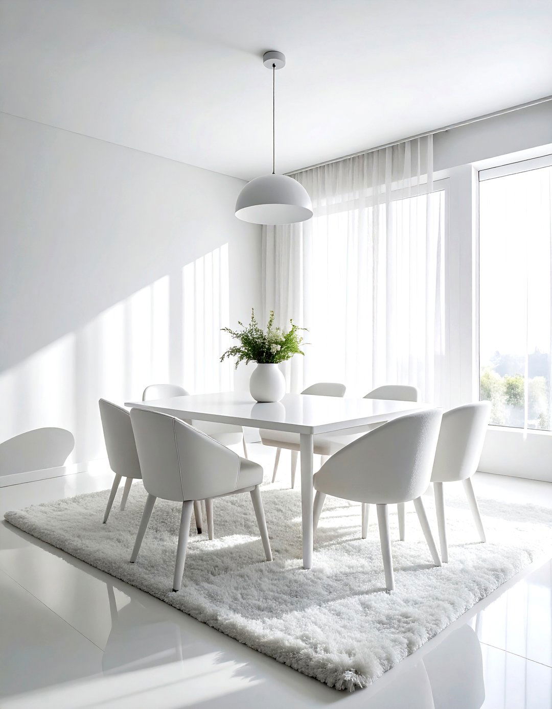 Monochromatic white dining room - 30 white and white dining room ideas