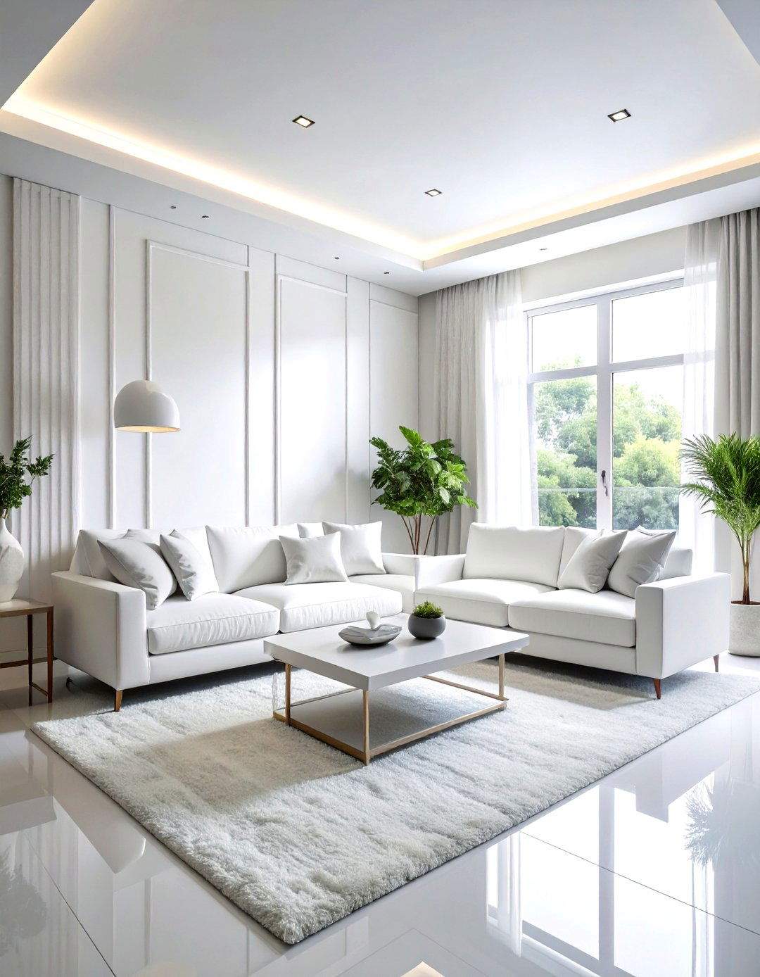 Monochromatic white living room - 30 white living room ideas