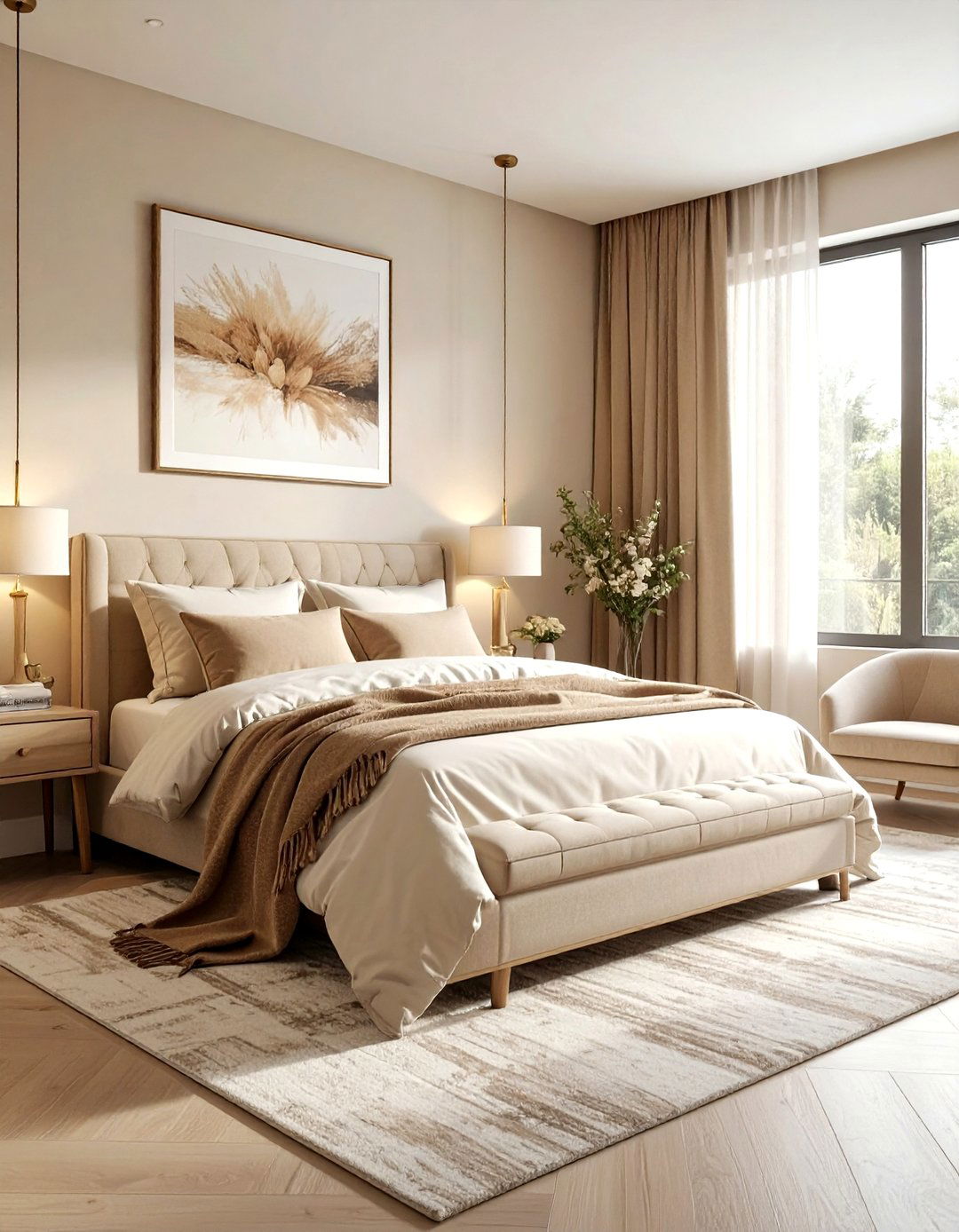 Monochrome Beige Style Bedroom - 30 rustic beige bedroom ideas