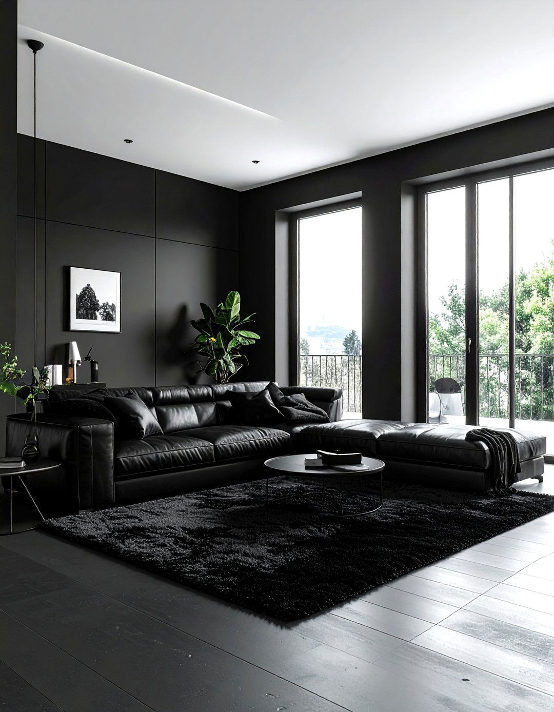 Monochrome Black Living Room - 30 black living room design ideas