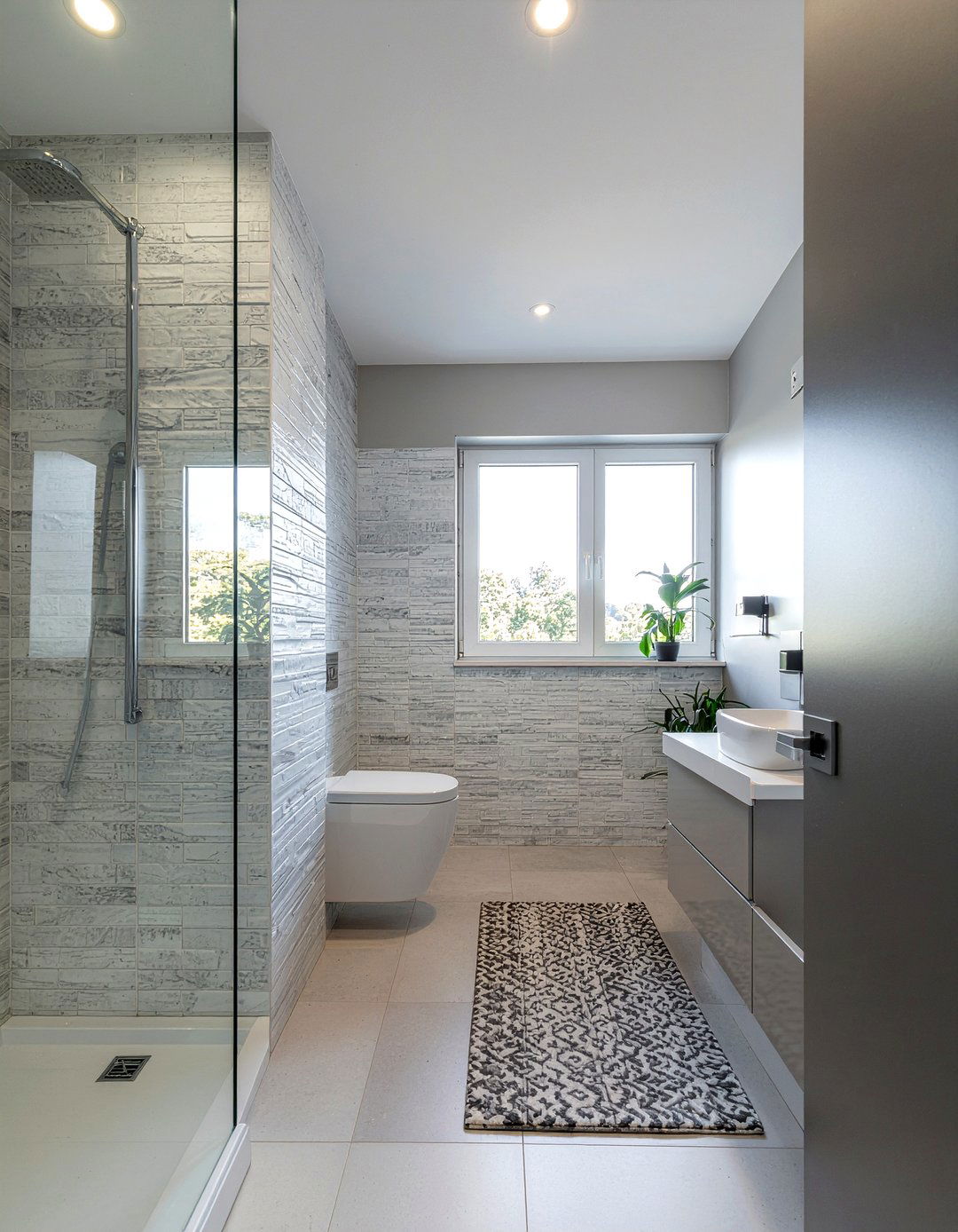 Monochrome Color Scheme - 30 narrow bathroom ideas